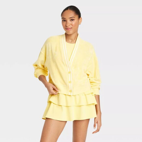 JoyLab Women's Towel Terry Cardigan - Picture 1 of 3